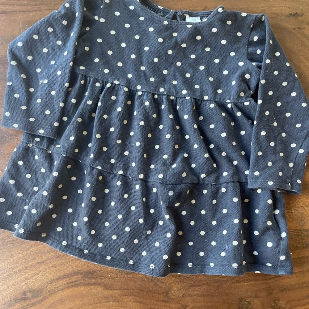 H&M Navy and White Polka Dot Kids Blouse